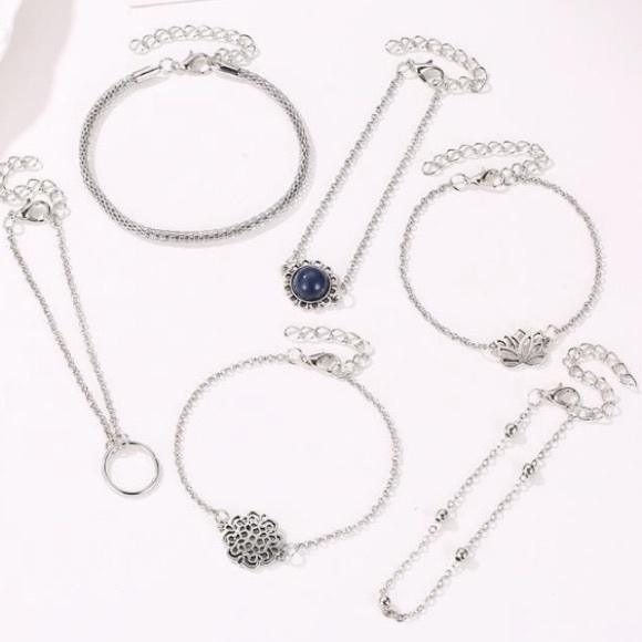 🌗6 Pc Hollowed Lotus Flower Bracelet New - Picture 4 of 8